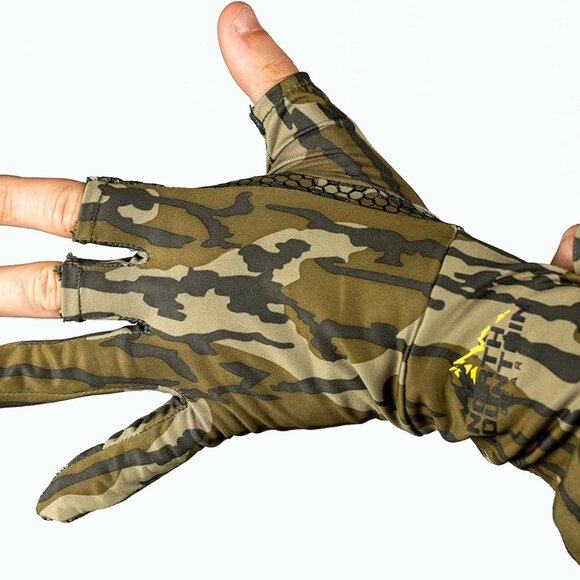 Camouflage Hunting Gloves for Men - Fingerless - Lightweight Glove Liner - Picture 2 of 7